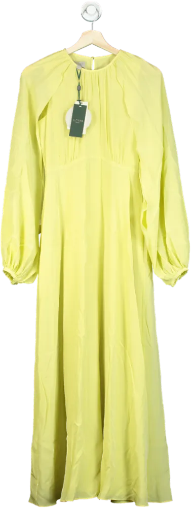 Hobbs Pastel Yellow Acacia Silk Dress UK 6