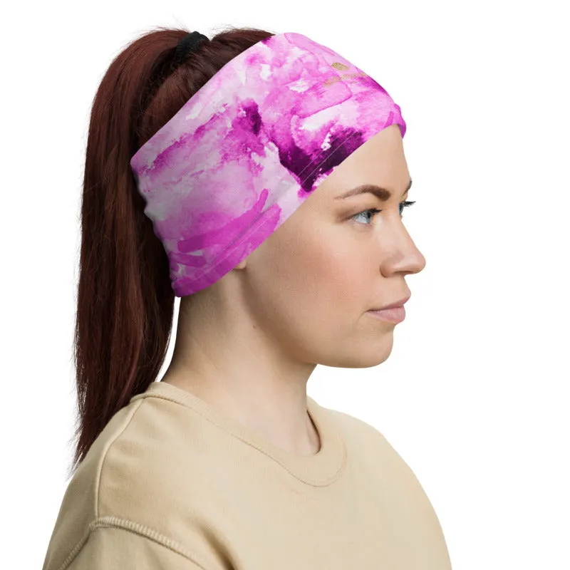 Hot Pink Rose Face Mask Shield, Cute Headband Bandana Neck Gaiter-Made in USA/EU