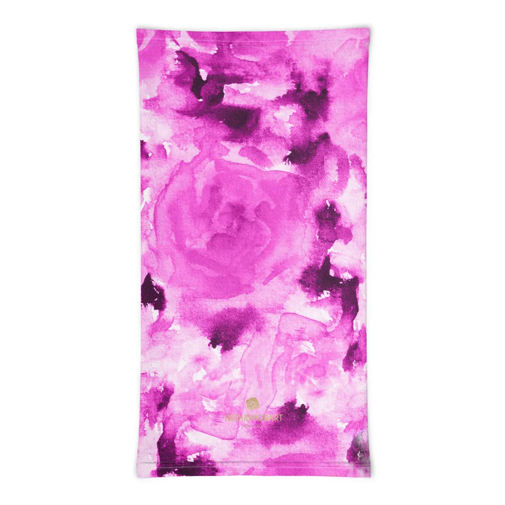 Hot Pink Rose Face Mask Shield, Cute Headband Bandana Neck Gaiter-Made in USA/EU