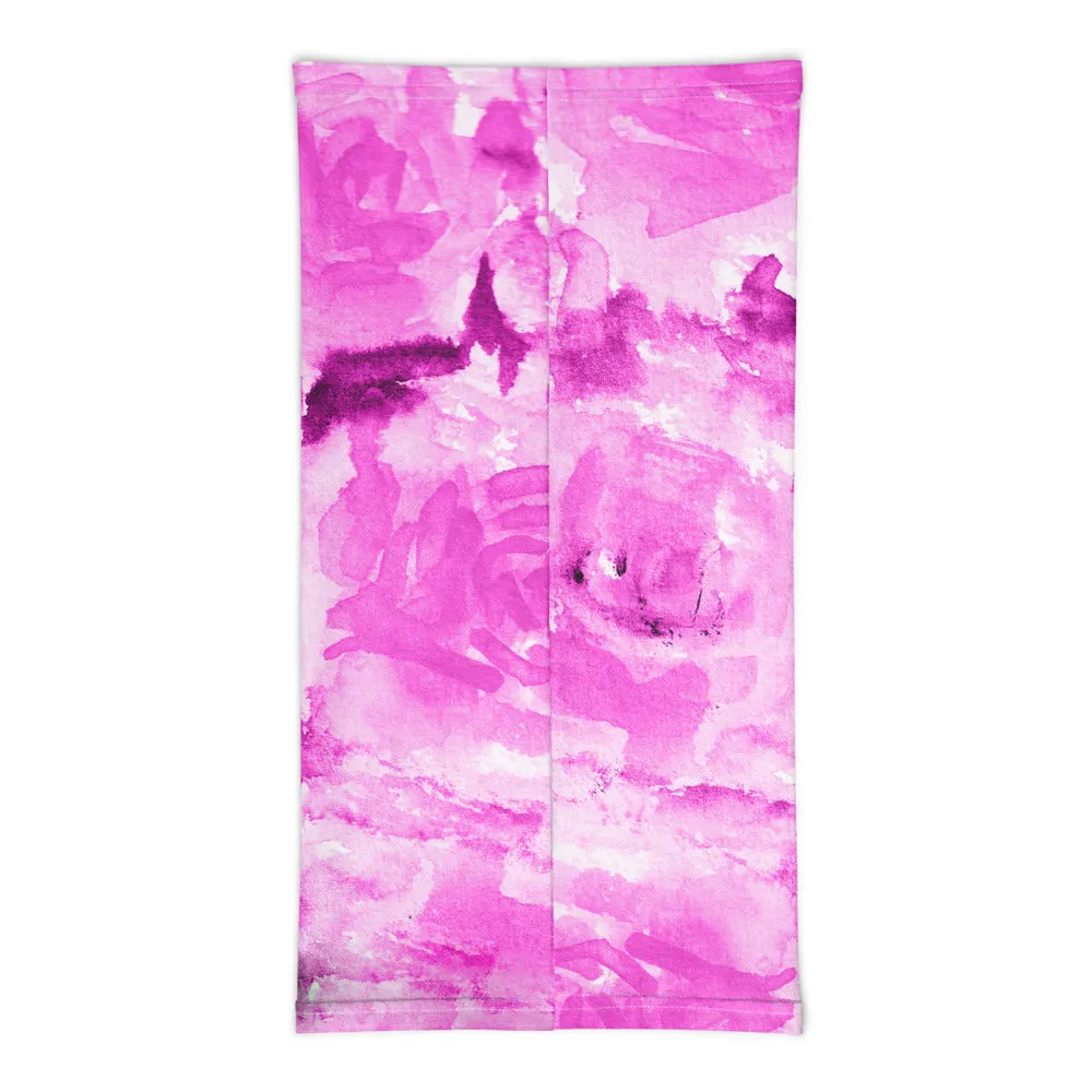 Hot Pink Rose Face Mask Shield, Cute Headband Bandana Neck Gaiter-Made in USA/EU