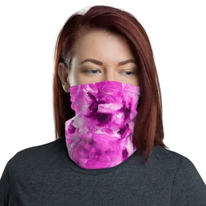 Hot Pink Rose Face Mask Shield, Cute Headband Bandana Neck Gaiter-Made in USA/EU