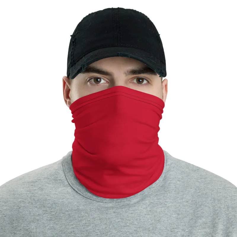 Hot Red Washable Face Mask Shield, Reusable Neck Warmer Bandana, Headband-Made in USA/EU