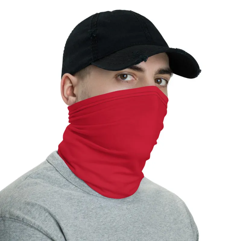 Hot Red Washable Face Mask Shield, Reusable Neck Warmer Bandana, Headband-Made in USA/EU
