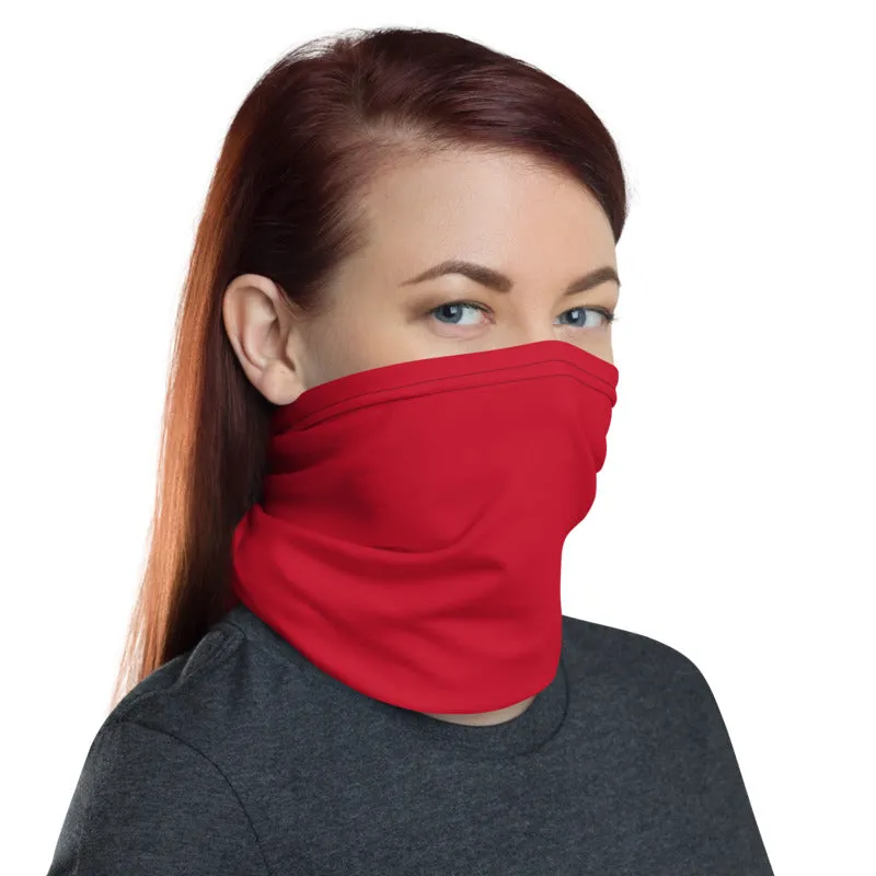 Hot Red Washable Face Mask Shield, Reusable Neck Warmer Bandana, Headband-Made in USA/EU