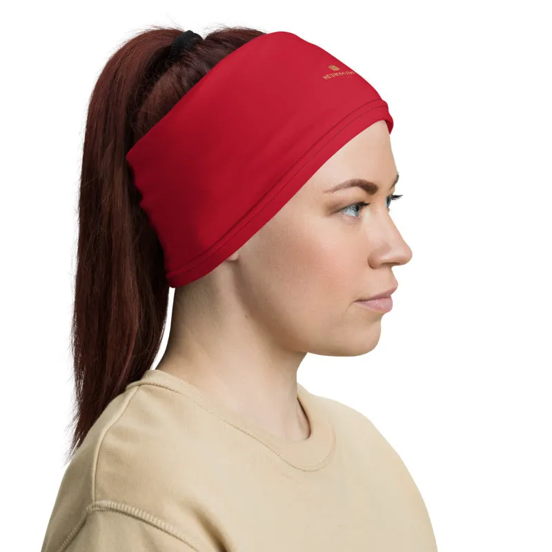 Hot Red Washable Face Mask Shield, Reusable Neck Warmer Bandana, Headband-Made in USA/EU