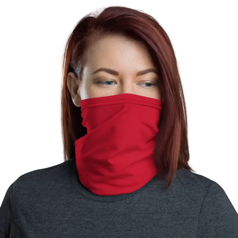 Hot Red Washable Face Mask Shield, Reusable Neck Warmer Bandana, Headband-Made in USA/EU