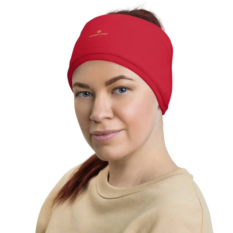 Hot Red Washable Face Mask Shield, Reusable Neck Warmer Bandana, Headband-Made in USA/EU