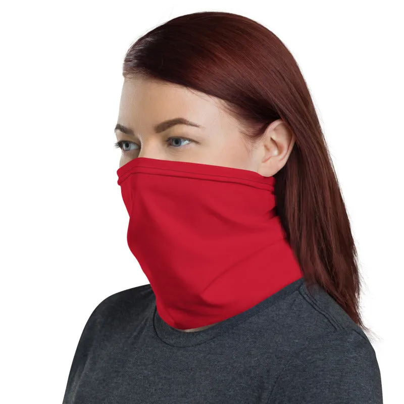 Hot Red Washable Face Mask Shield, Reusable Neck Warmer Bandana, Headband-Made in USA/EU