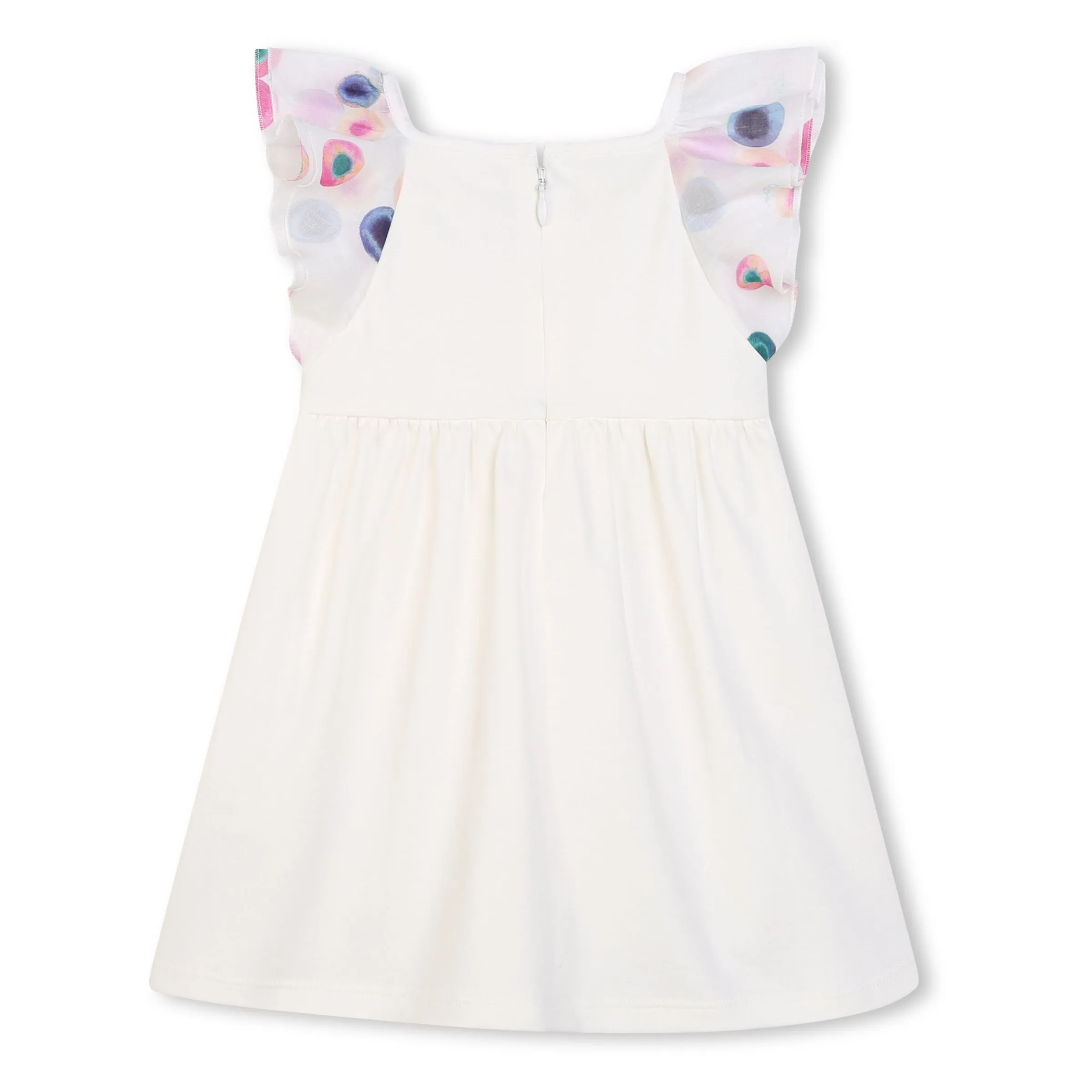 Ivory Logo Embroidered Ruffle Dress