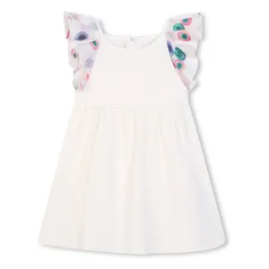 Ivory Logo Embroidered Ruffle Dress