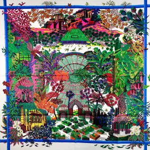 Jardins d'Hiver Hermes Scarf by Annie Faivre 90 cm Silk Twill w/Box
