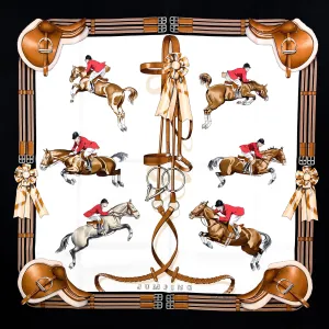 Jumping Hermes Scarf by Philippe Ledoux 90 cm Silk RARE Black Red CW