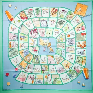 Le Jeu des Petits Bonheurs Hermès Scarf Sophie de Seynes Mint Col. NIB - RARE