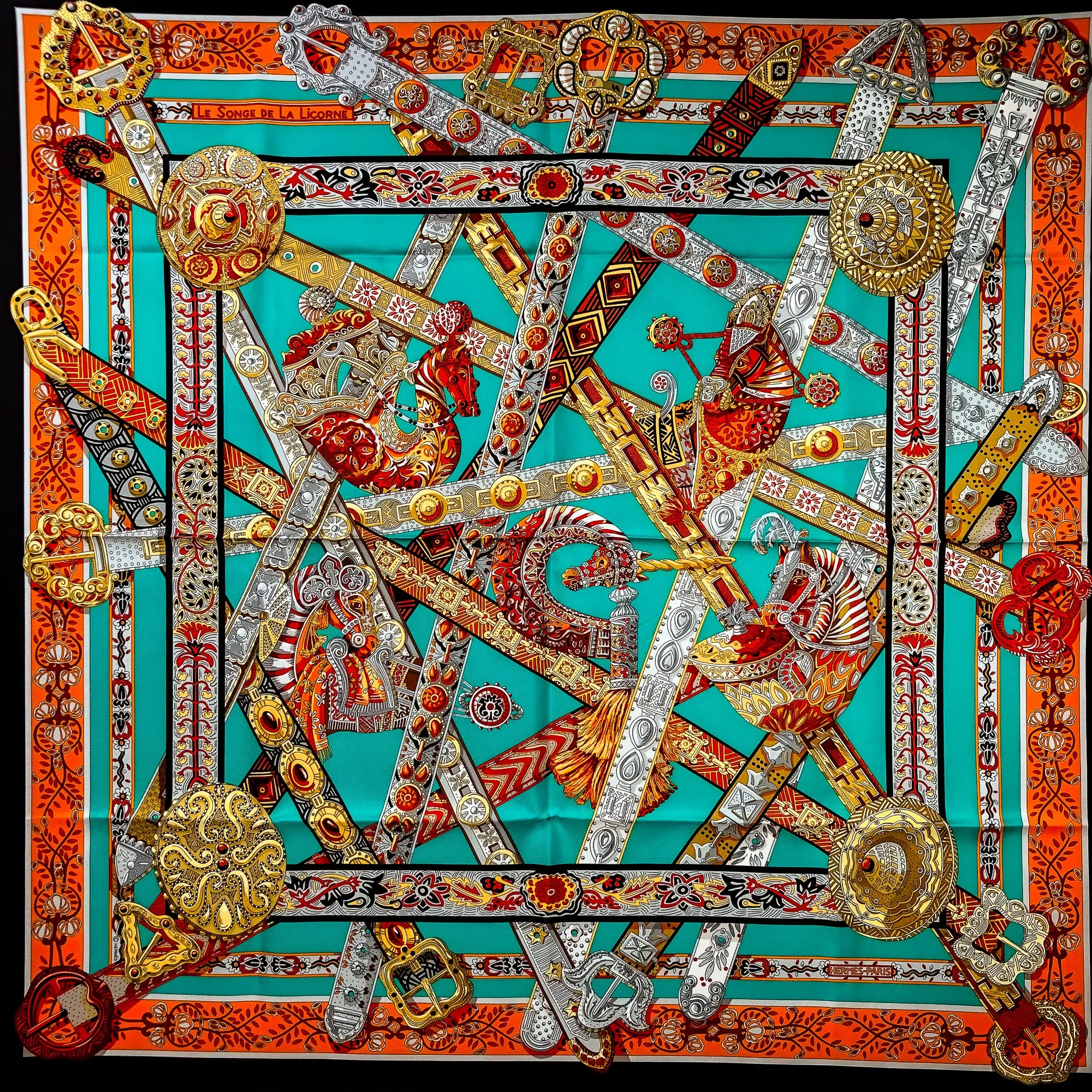 Le Songe De La Licorne Hermes Scarf by Annie Faivre 90 cm Silk NIB