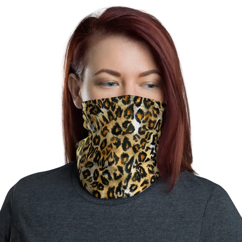 Leopard Face Mask Shield, Animal Print Headband Bandana Wristband-Made in USA/EU