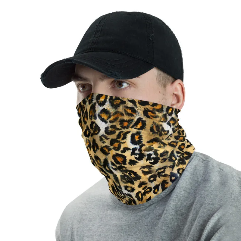 Leopard Face Mask Shield, Animal Print Headband Bandana Wristband-Made in USA/EU