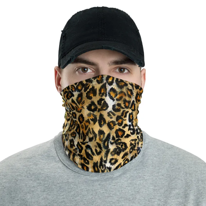 Leopard Face Mask Shield, Animal Print Headband Bandana Wristband-Made in USA/EU