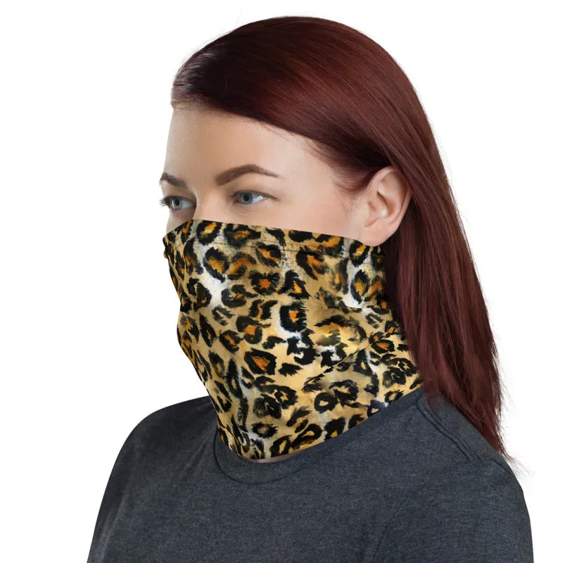 Leopard Face Mask Shield, Animal Print Headband Bandana Wristband-Made in USA/EU