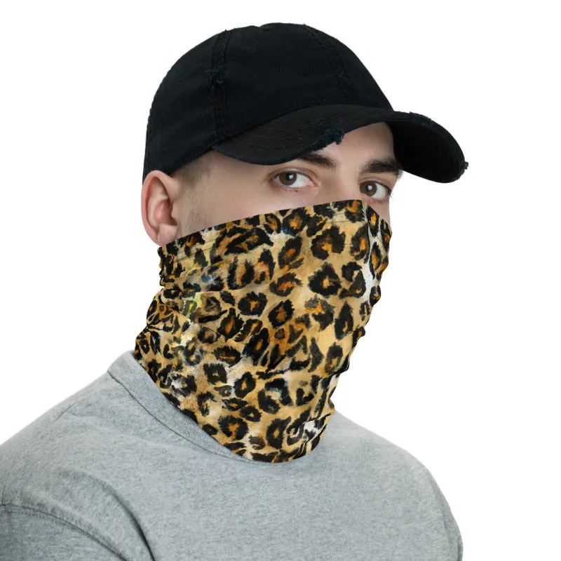 Leopard Face Mask Shield, Animal Print Headband Bandana Wristband-Made in USA/EU