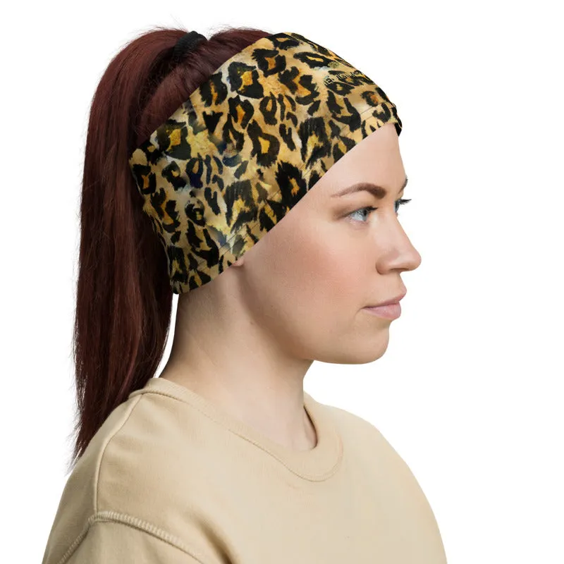 Leopard Face Mask Shield, Animal Print Headband Bandana Wristband-Made in USA/EU