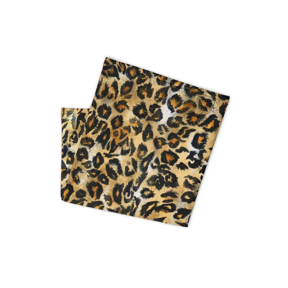 Leopard Face Mask Shield, Animal Print Headband Bandana Wristband-Made in USA/EU