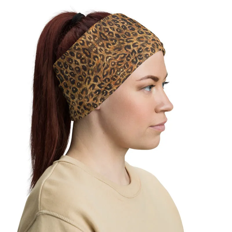 Leopard Print Mask Bandana, Animal Print Neck Gaiter Face Mouth Covering-Made in USA/EU