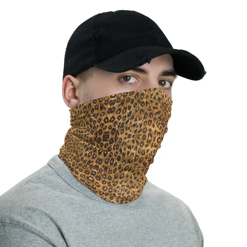 Leopard Print Mask Bandana, Animal Print Neck Gaiter Face Mouth Covering-Made in USA/EU