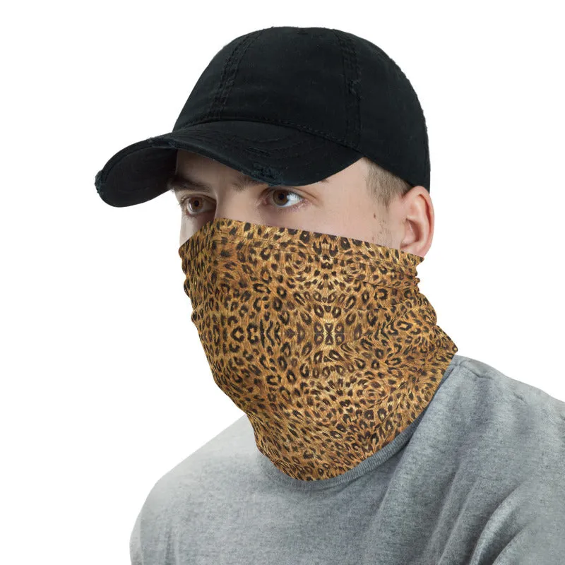 Leopard Print Mask Bandana, Animal Print Neck Gaiter Face Mouth Covering-Made in USA/EU