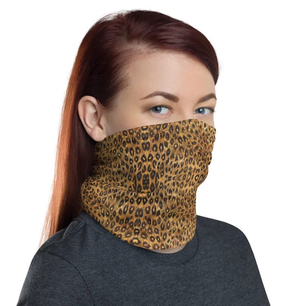 Leopard Print Mask Bandana, Animal Print Neck Gaiter Face Mouth Covering-Made in USA/EU