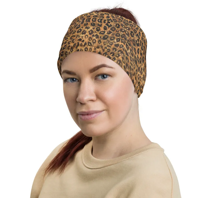 Leopard Print Mask Bandana, Animal Print Neck Gaiter Face Mouth Covering-Made in USA/EU