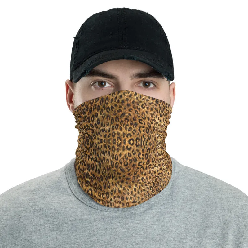 Leopard Print Mask Bandana, Animal Print Neck Gaiter Face Mouth Covering-Made in USA/EU