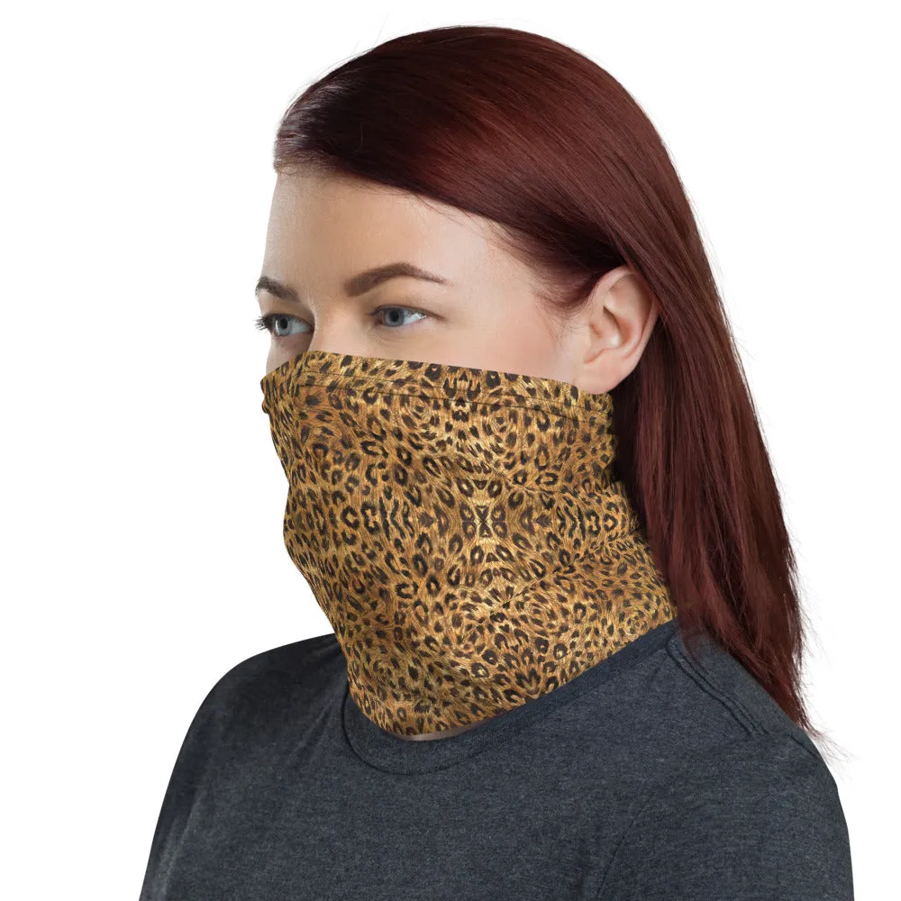 Leopard Print Mask Bandana, Animal Print Neck Gaiter Face Mouth Covering-Made in USA/EU