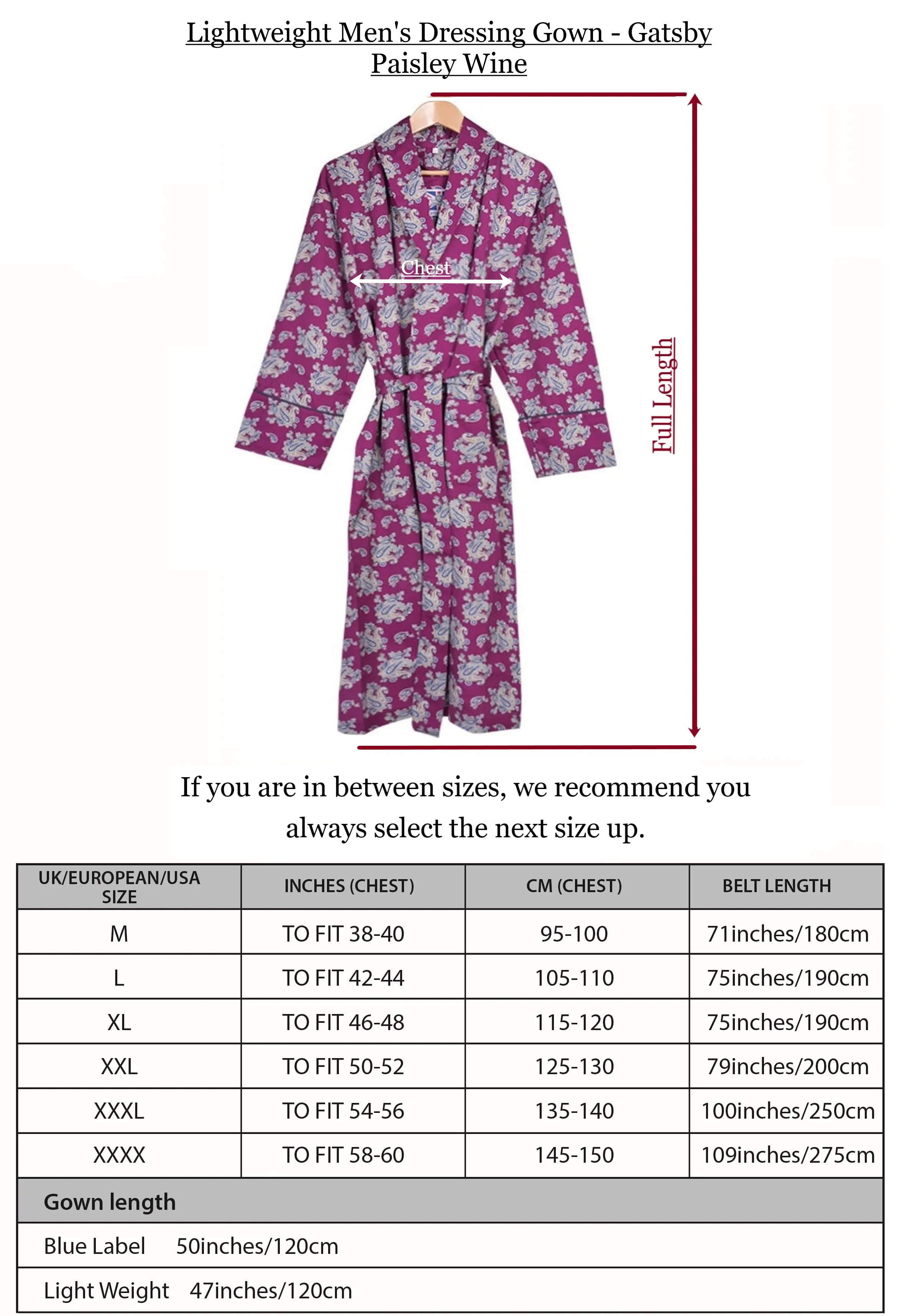 Lightweight Dressing Gown - Gatsby Paisley Wine
