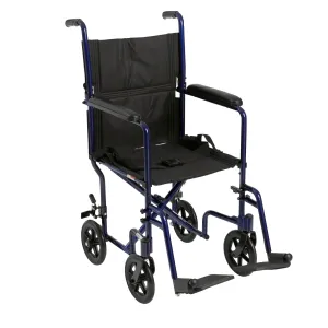 Lightweight Transport Wheelchair, 19" Seat, Blue