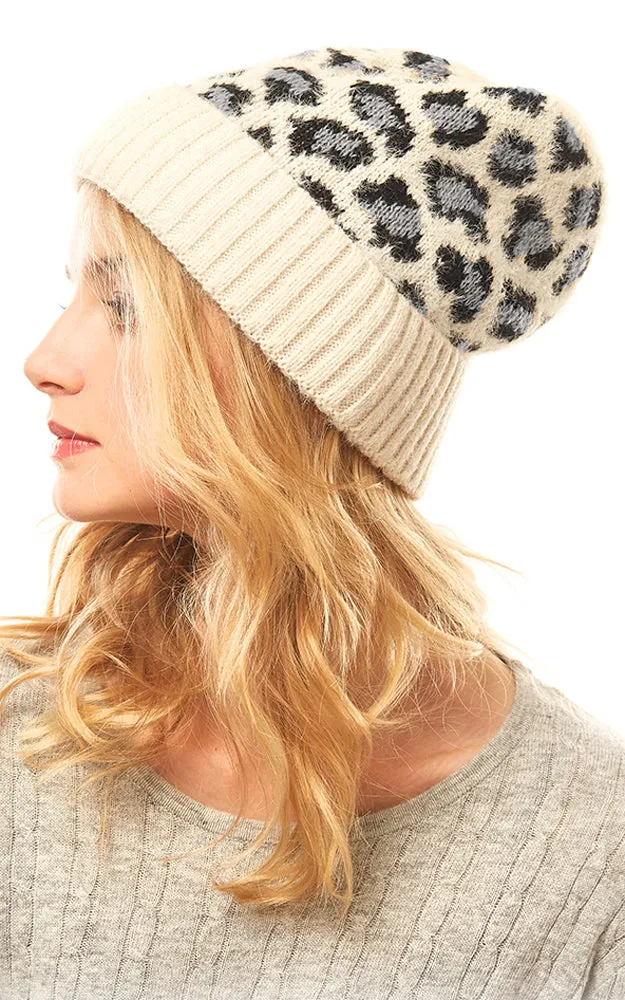 LOH146 Leopard Pattern Beanie Hat