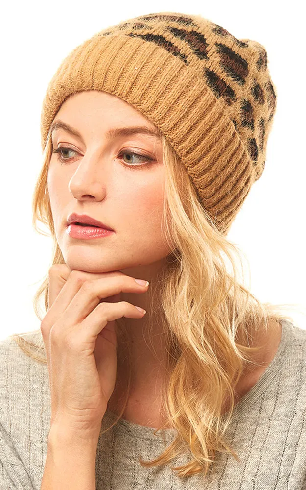 LOH146 Leopard Pattern Beanie Hat