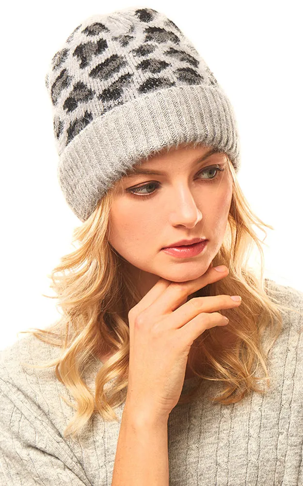 LOH146 Leopard Pattern Beanie Hat