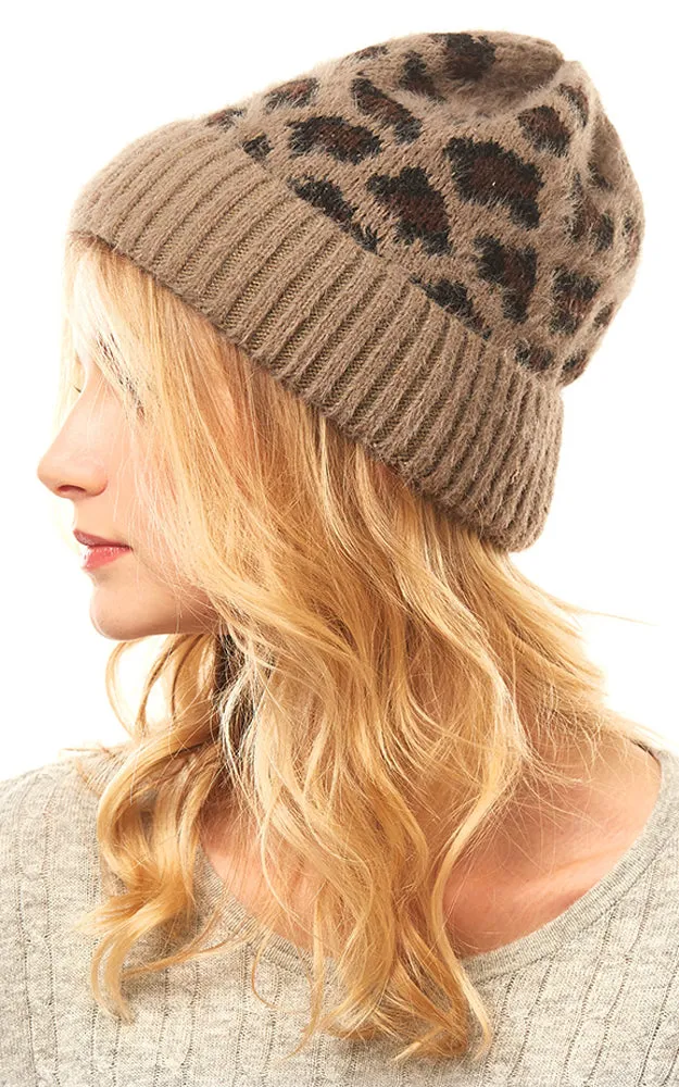 LOH146 Leopard Pattern Beanie Hat