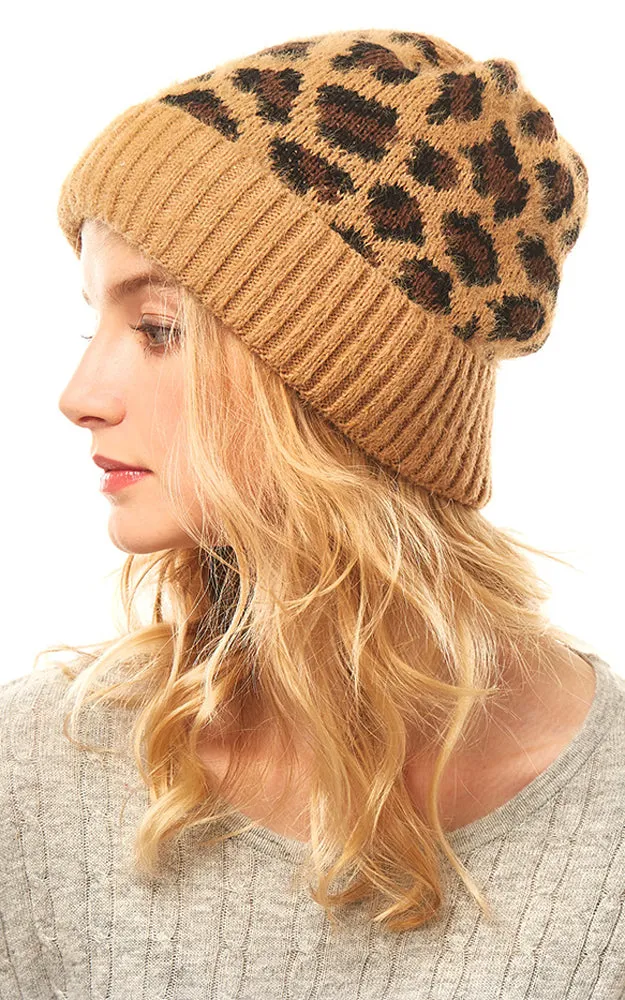 LOH146 Leopard Pattern Beanie Hat