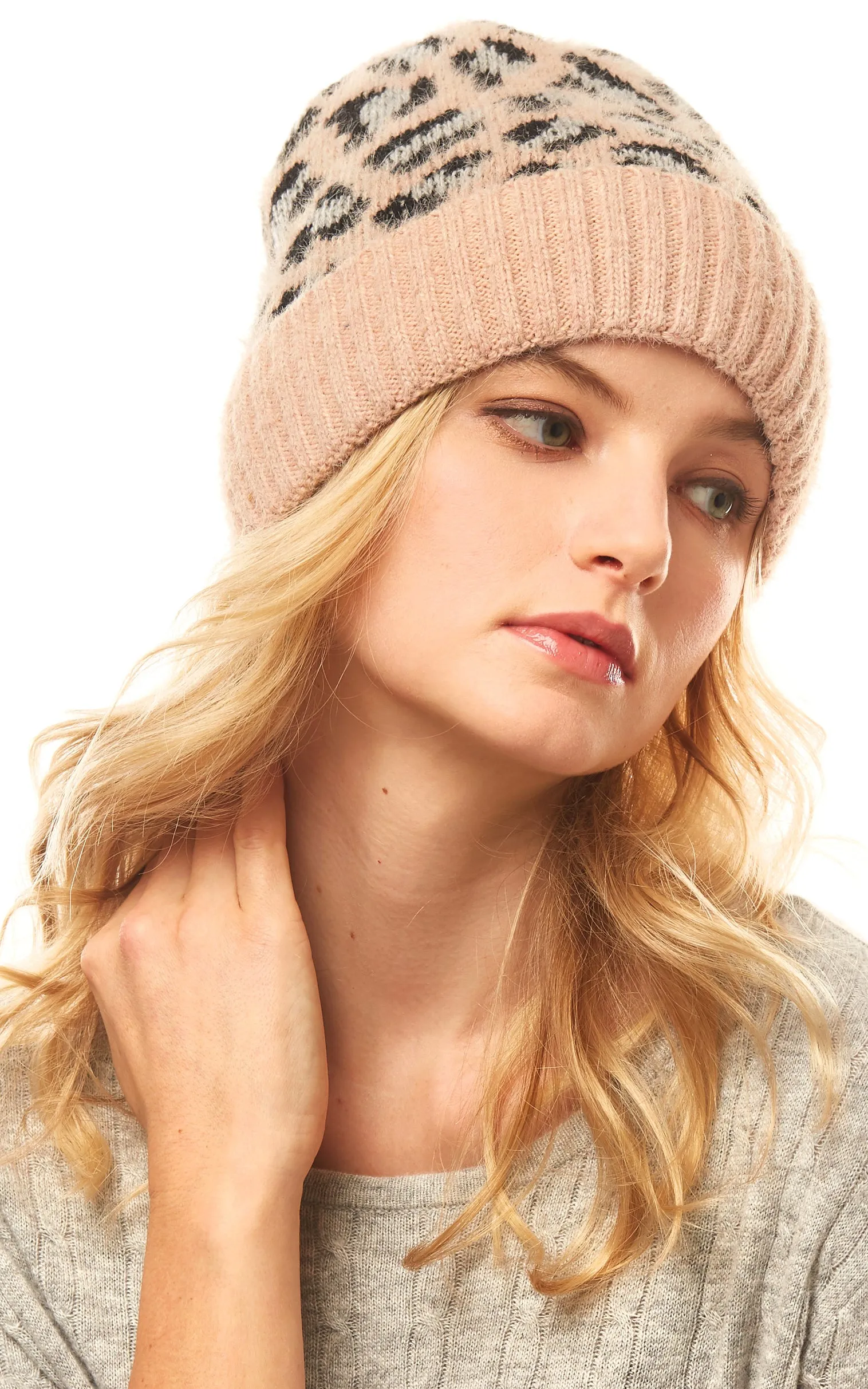 LOH146 Leopard Pattern Beanie Hat