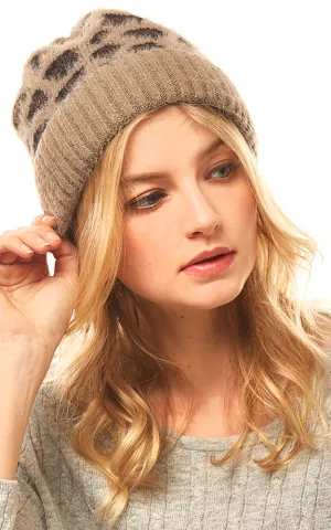 LOH146 Leopard Pattern Beanie Hat