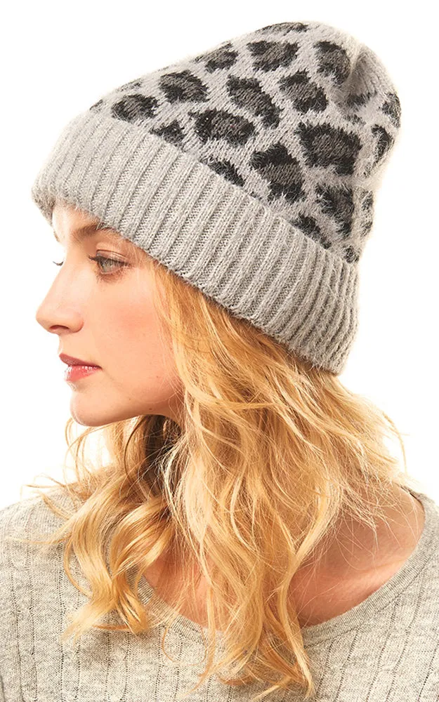 LOH146 Leopard Pattern Beanie Hat