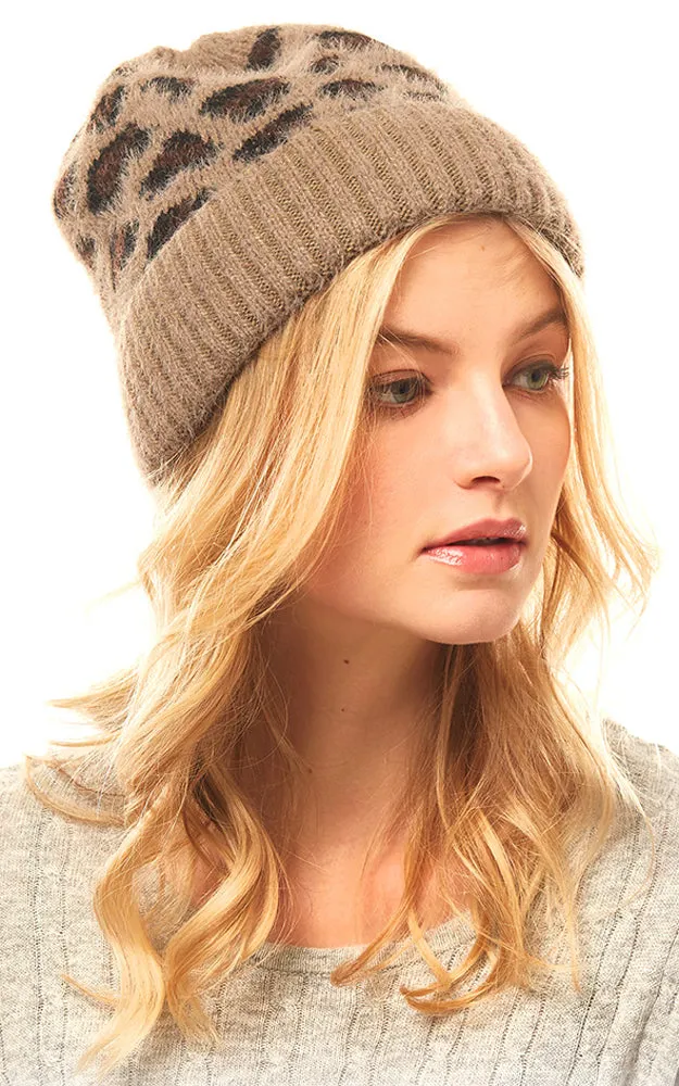 LOH146 Leopard Pattern Beanie Hat