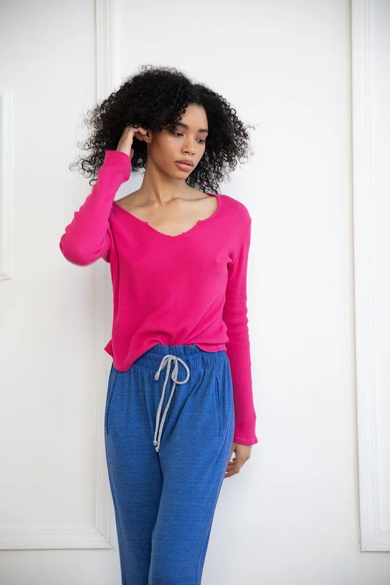 Pink Scoop Slit Top