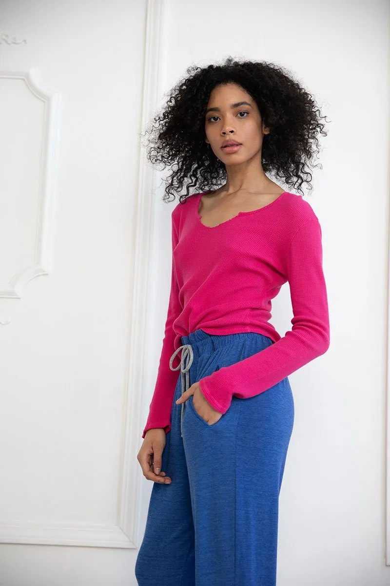 Pink Scoop Slit Top
