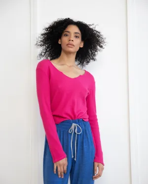 Pink Scoop Slit Top