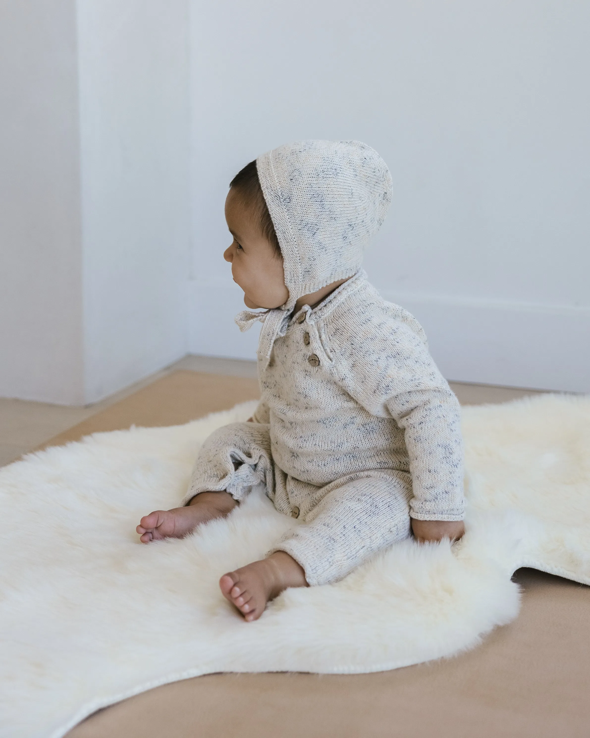 Quincy Mae Heathered Knit Bonnet - Fern