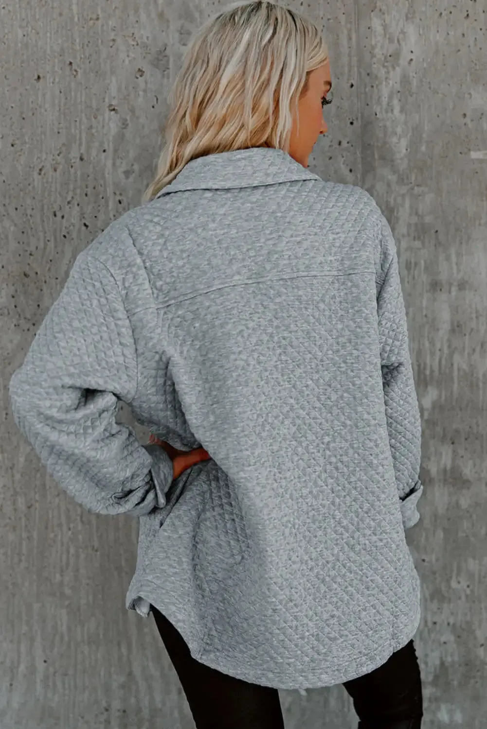 Retro Quilted Gray Shacket