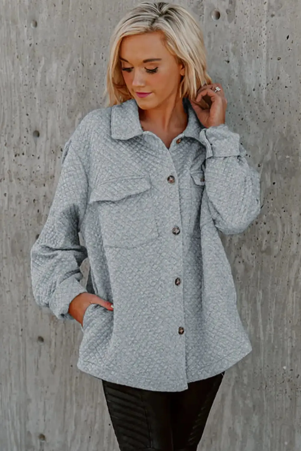 Retro Quilted Gray Shacket