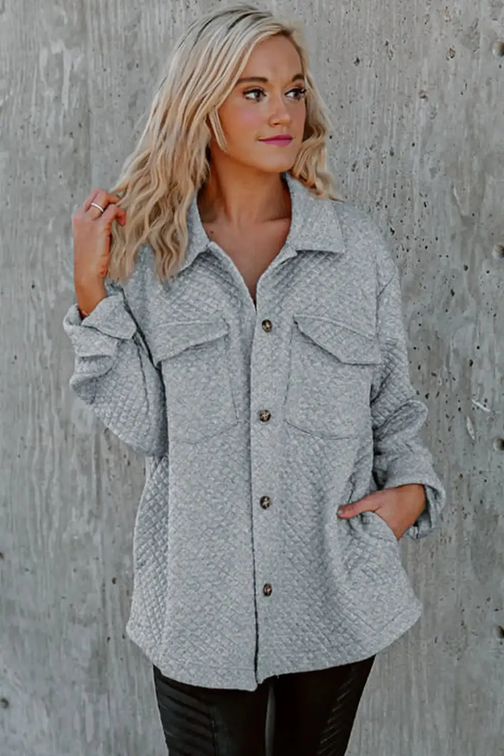 Retro Quilted Gray Shacket